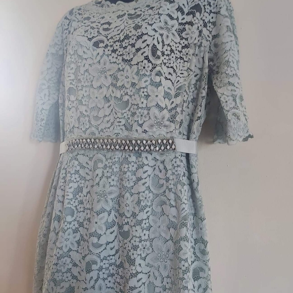 Rickie Freeman Lace Baby blue wedding dres… - Picture 3 of 6